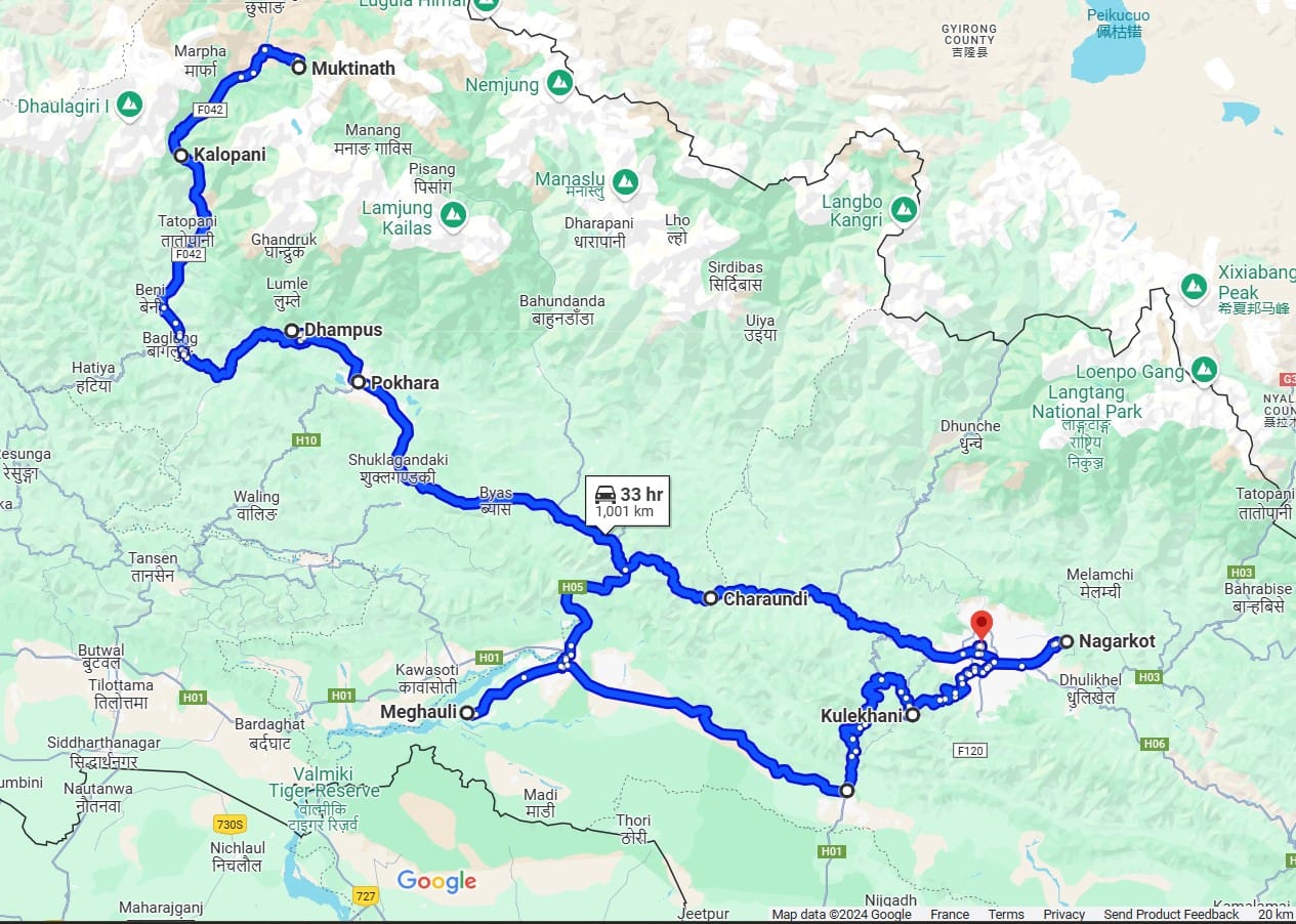 Nepal map MOTORCYCLE WOMEN ROAD TRIP NEPAL